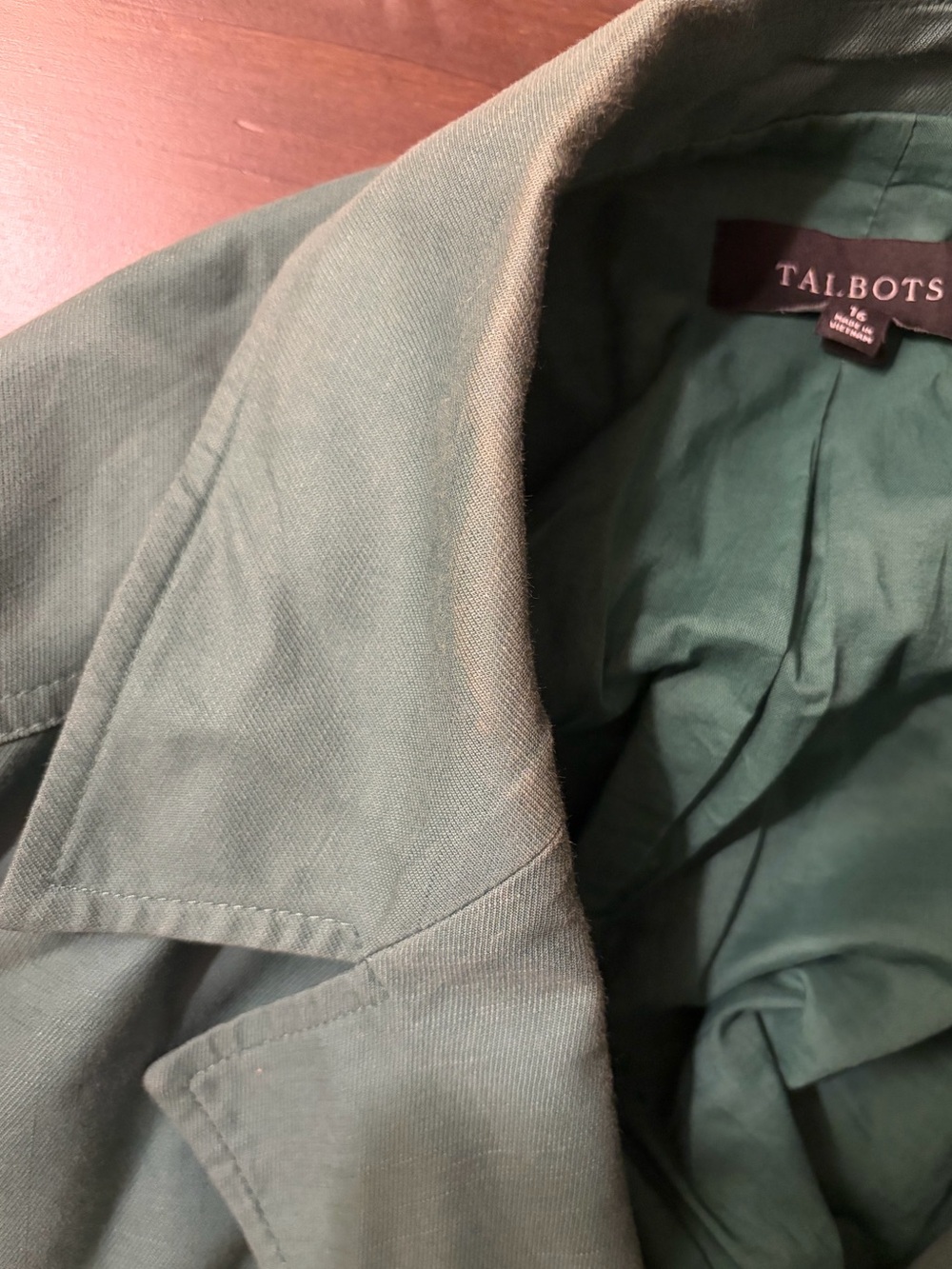 Talbots Green Lightweight Button-Front Jacket - Picture 4 of 4
